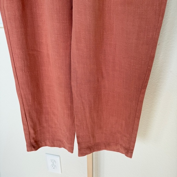 Calligraphie Women's Linen Orange Paperbag Waist Pants M Casual Relaxed Fit - Picture 3 of 10